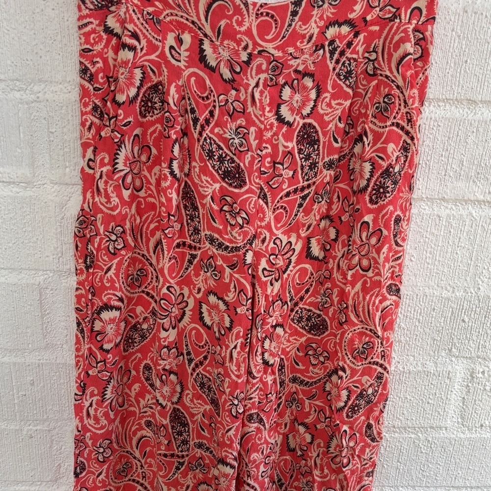Mango MNG Paisley Wide-Leg Elastic Waist Ankle Pants sz S - Picture 3 of 7